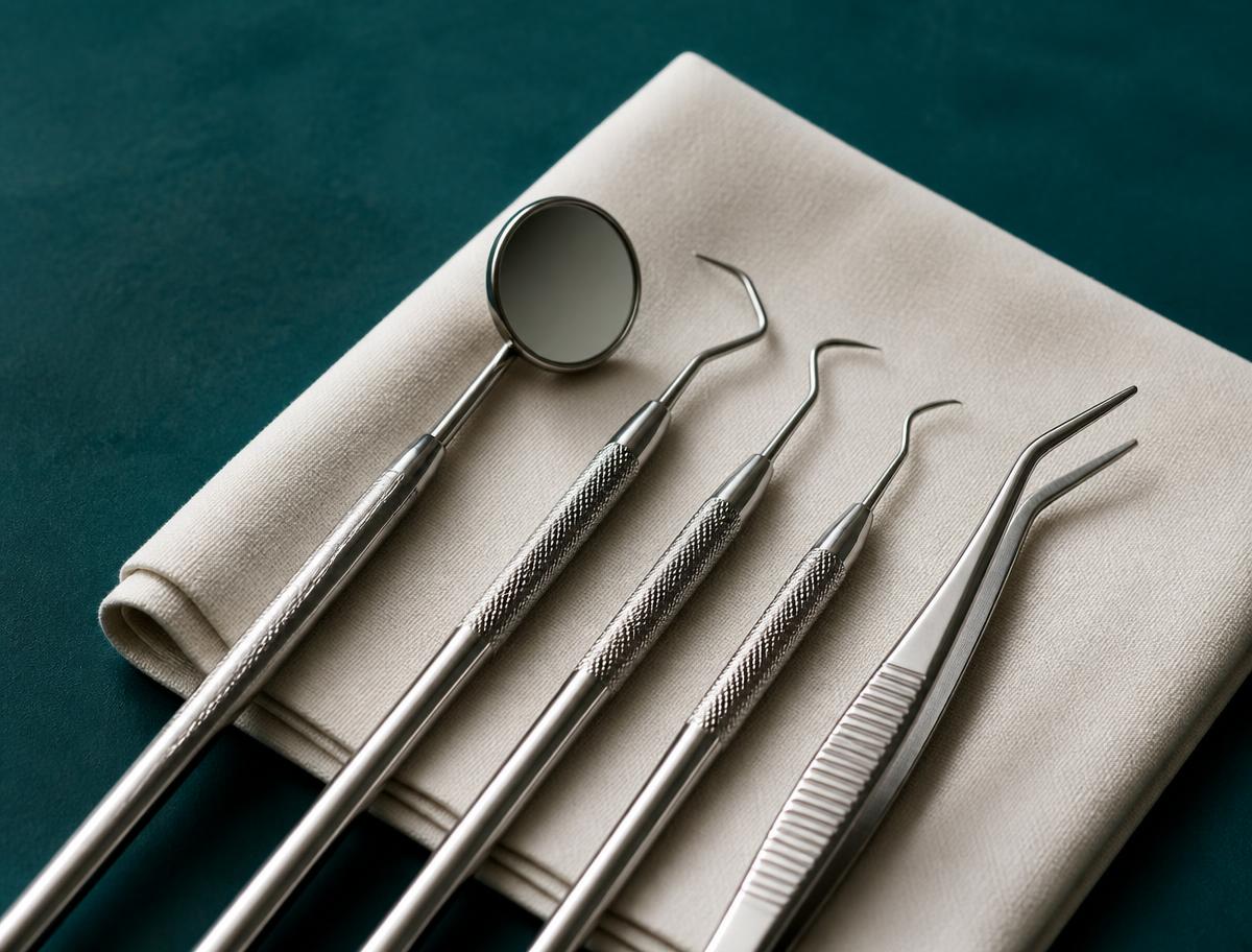 Sterilised dental instruments prepared for a visit
